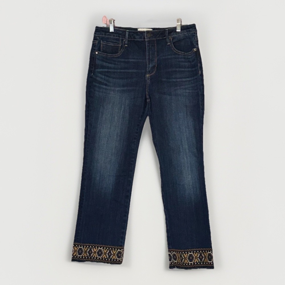 Driftwood‎ Colette Embroidered Straight Cropped Jeans 31 Women's 31 x 26